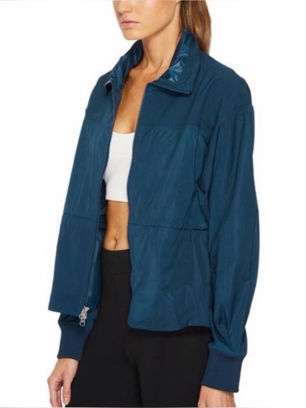 Adidas by stella mccartney windbreaker teal blue cropped lightweight jacket